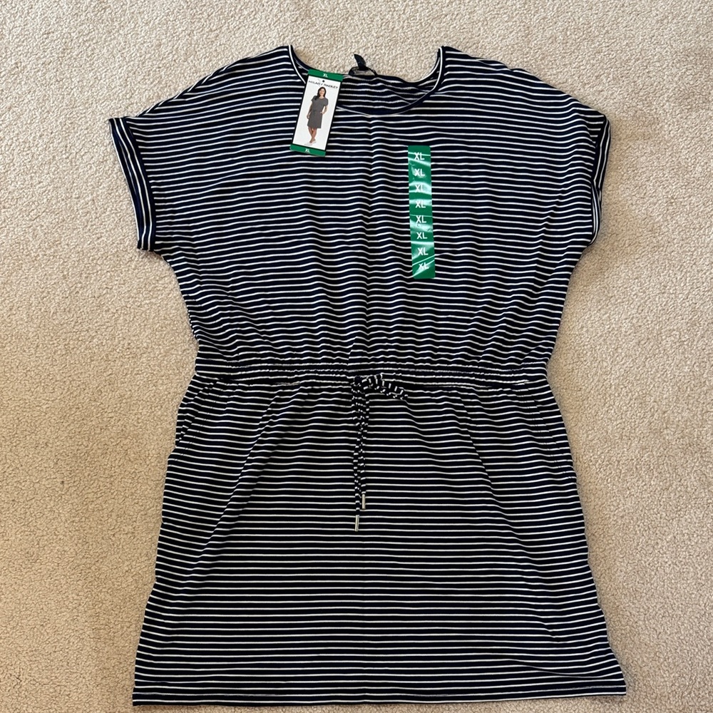 Hilary Radley Black and White Striped Mini Dress